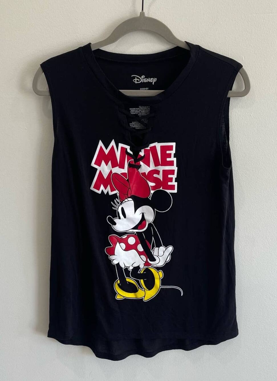 NWOT Large Minnie Mouse Lace Up Sleeveless Top